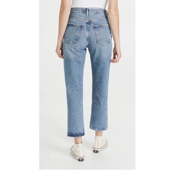 AGOLDE Lana Crop Mid Rise Vintage Straight Jeans Cornerstone Cut Off - Picture 4 of 9